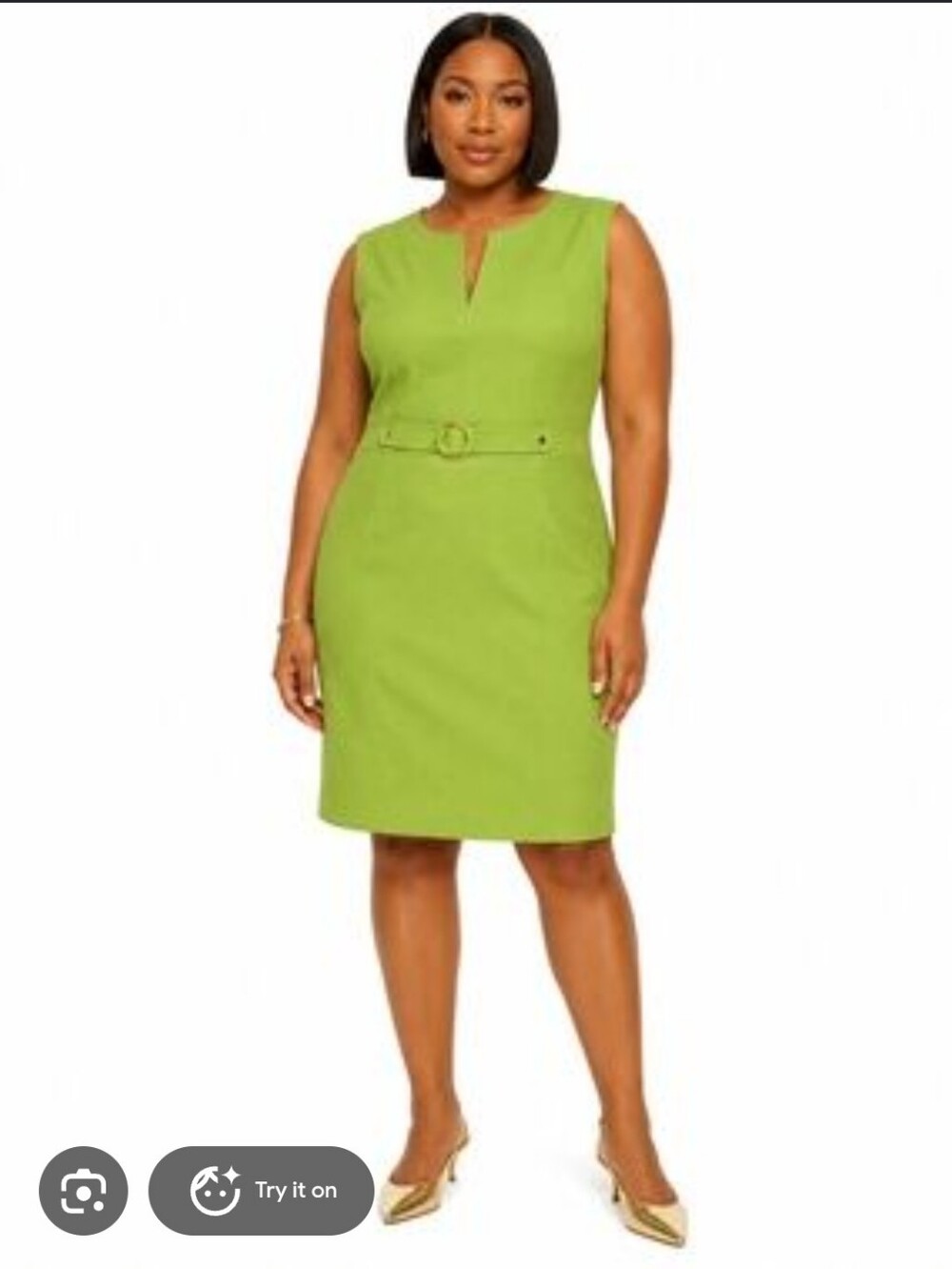 Tahari Arthur S. Levine Lime Green Belted Pencil Dress Skirt